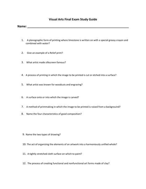 Movement 3. . End of semester test introduction to visual arts has 32 questions